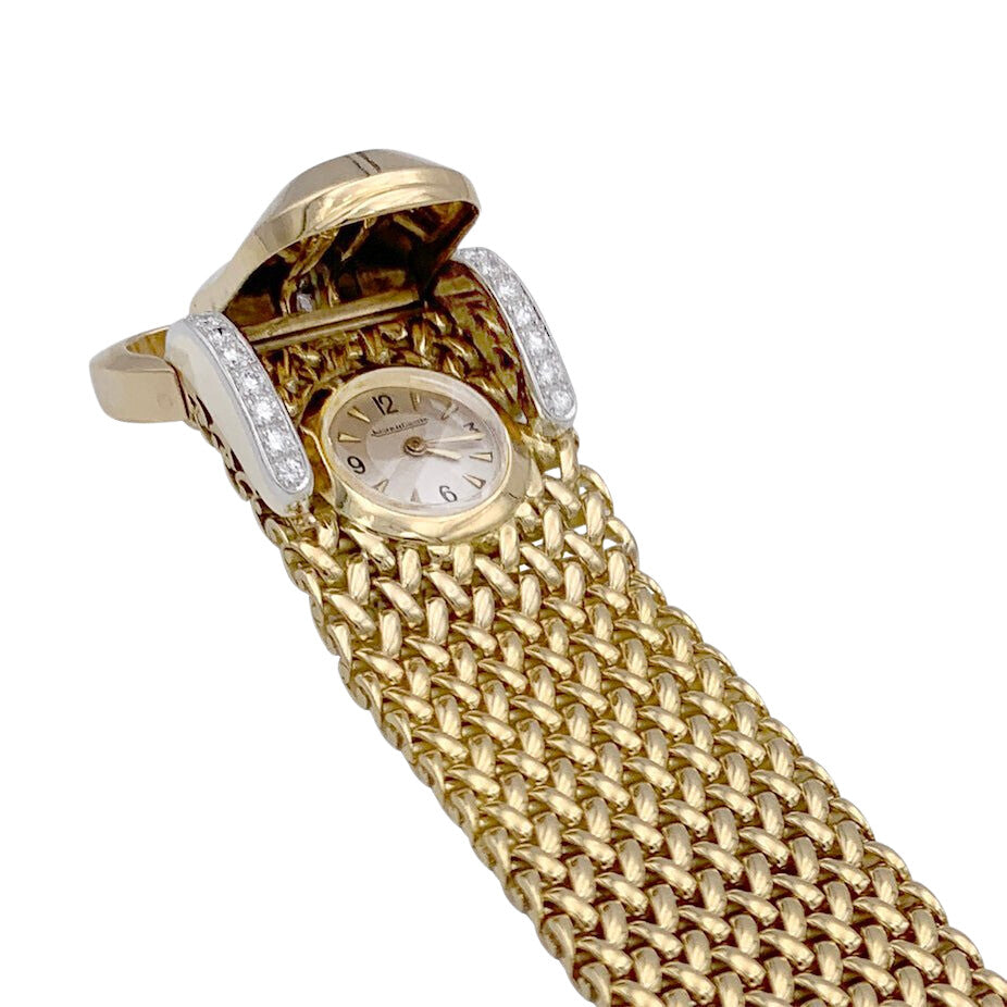 Montre secrète Jaeger Lecoultre, or jaune, diamants. - Castafiore