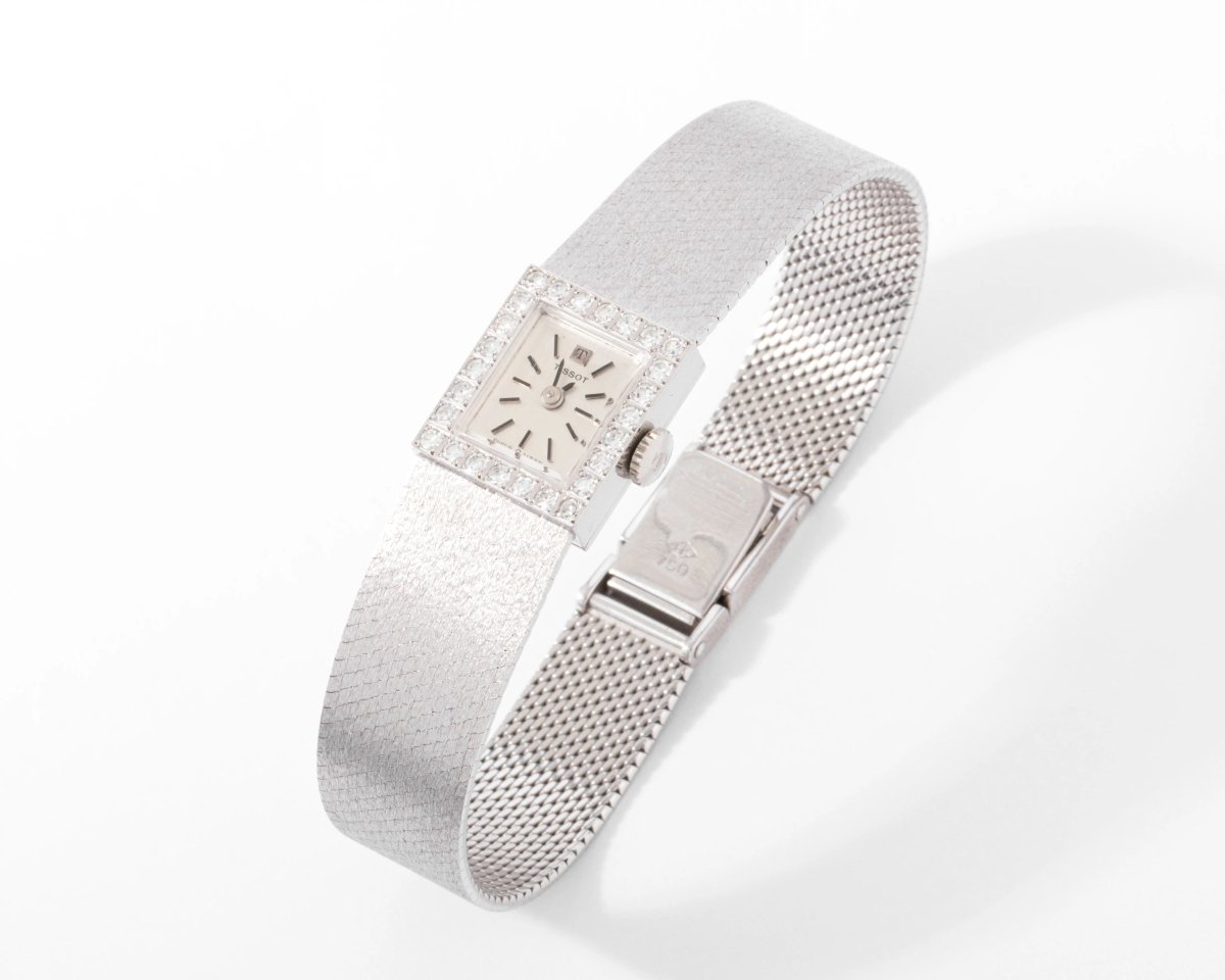 Montre Tissot or gris et diamant datant des années 1960 - Castafiore
