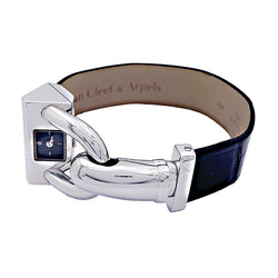 Montre Van Cleef & Arpels, "Cadenas", acier, cuir. - Castafiore