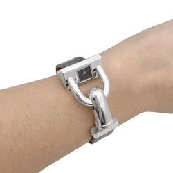 Montre Van Cleef & Arpels, "Cadenas", acier, cuir. - Castafiore