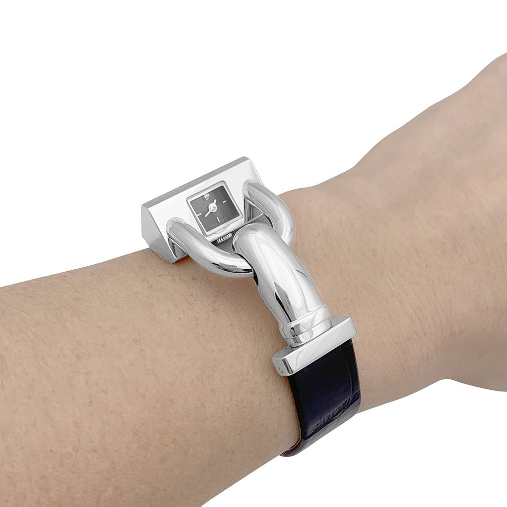 Montre Van Cleef & Arpels, "Cadenas", acier, cuir. - Castafiore