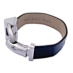 Montre Van Cleef & Arpels, "Cadenas", acier, cuir. - Castafiore