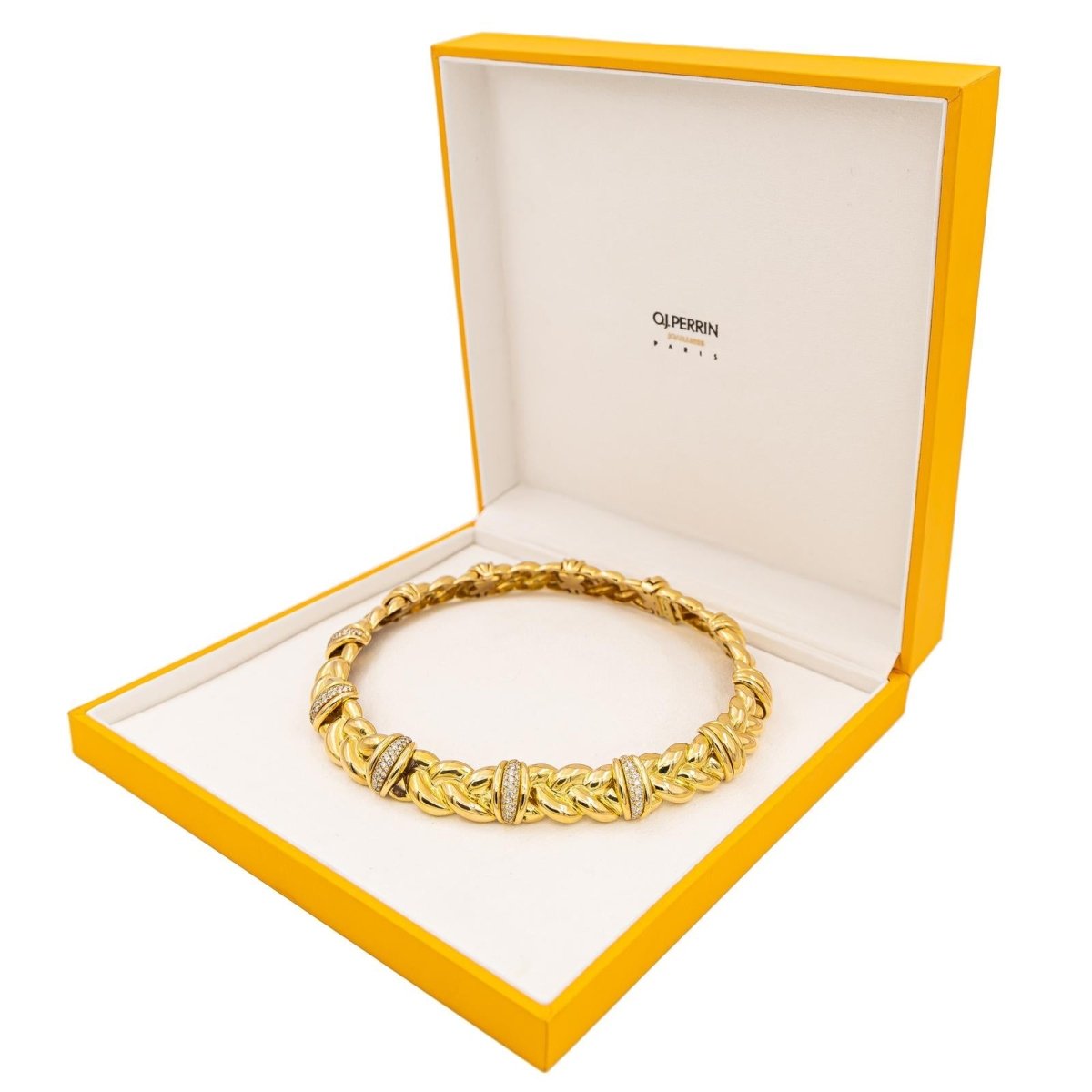 O.J. Perrin Collier Ras de cou Tressé Or jaune Diamant - Castafiore