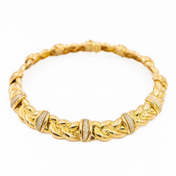 O.J. Perrin Collier Ras de cou Tressé Or jaune Diamant - Castafiore