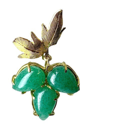 Paire de boucles d’oreille en or jaune et aventurines - Castafiore