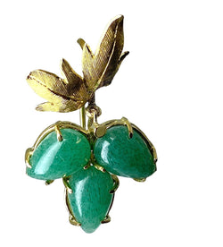 Paire de boucles d’oreille en or jaune et aventurines - Castafiore