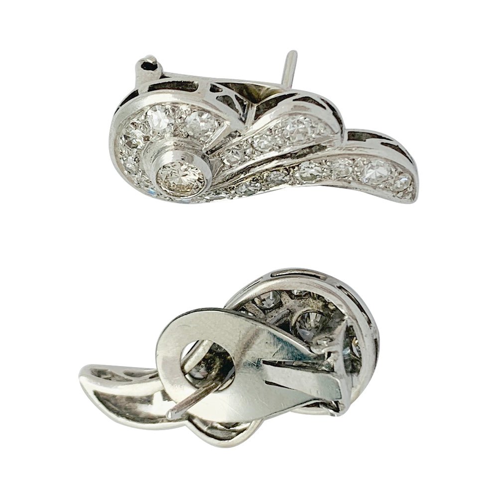 Paire de boucles d'oreilles Art Déco en platine - Castafiore