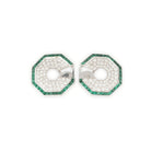 Paire de boucles d'oreilles en or blanc, diamants et émeraudes - Castafiore