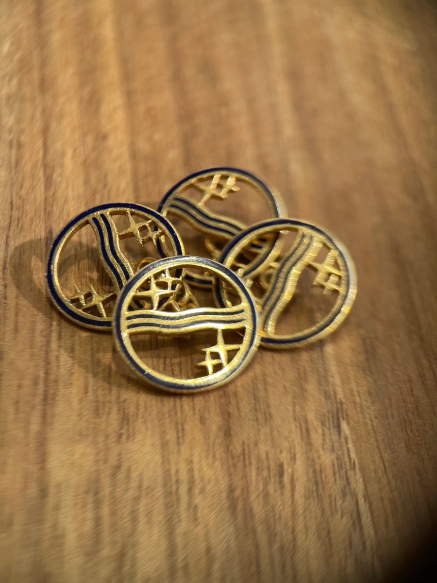 Paire de boutons de manchettes en or et email - Castafiore