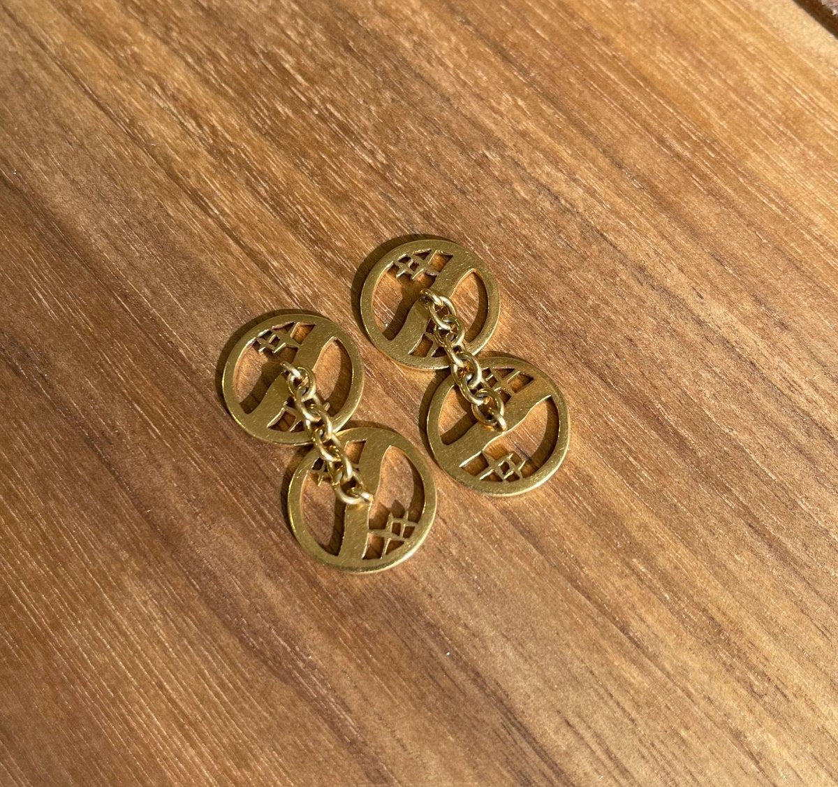 Paire de boutons de manchettes en or et email - Castafiore