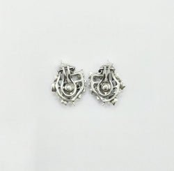 Paire de clip d'oreilles en or gris 18K saphirs ronds facettés - Castafiore