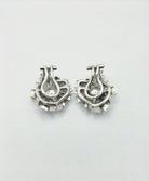 Paire de clip d'oreilles en or gris 18K saphirs ronds facettés - Castafiore