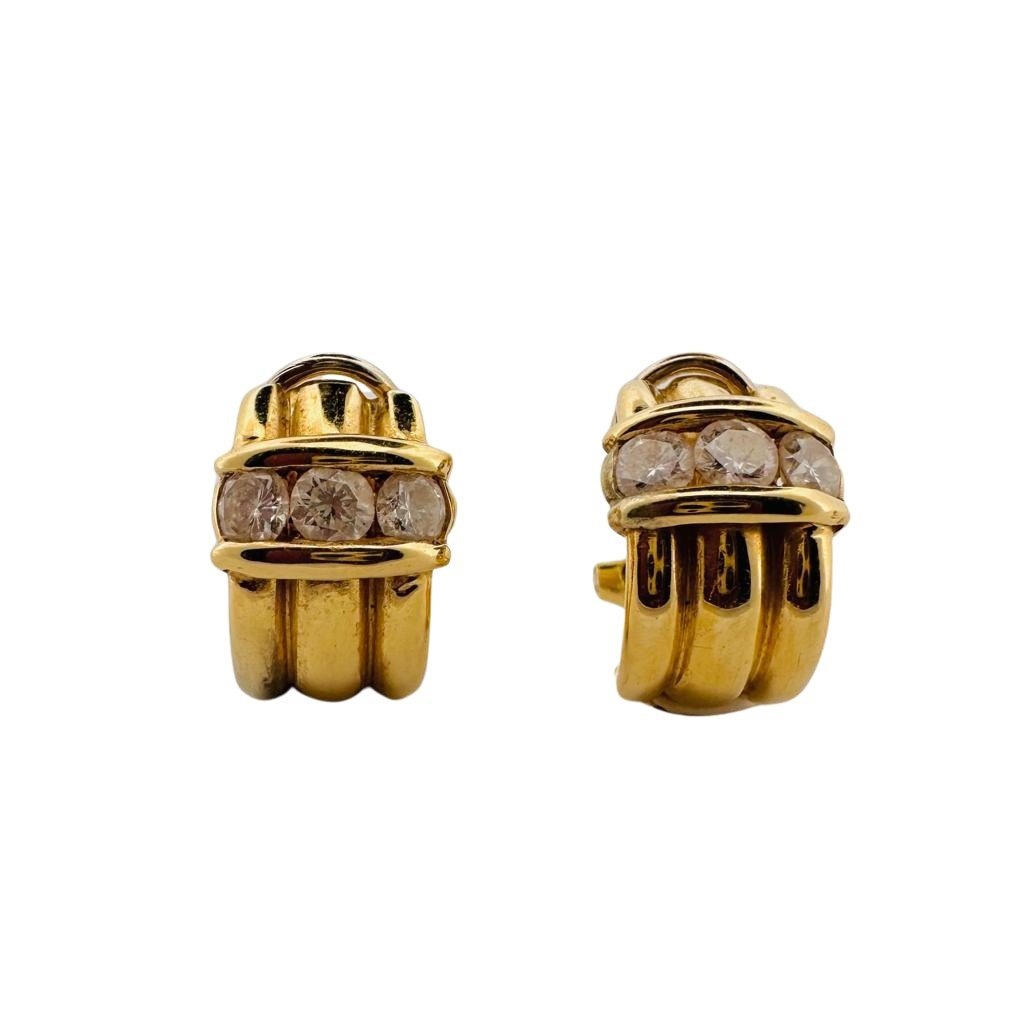 Paire de demi créoles en or jaune et diamants - Castafiore
