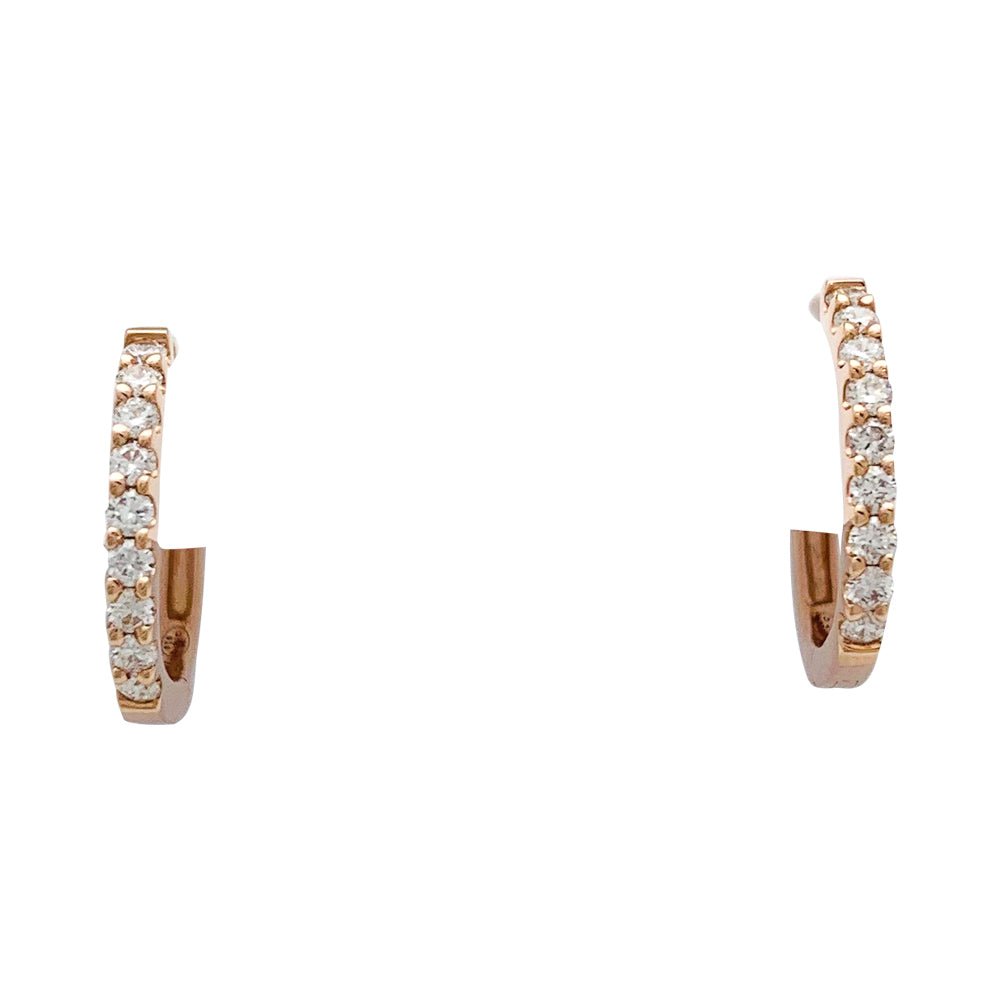 Paire de petites créoles en or rose, diamants - Castafiore