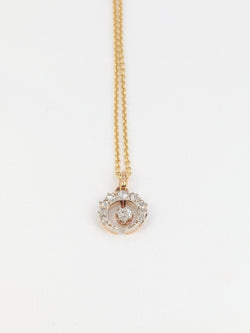 Pendentif ancien lune en or, argent et diamants - Fin du XIXème siècle - Castafiore