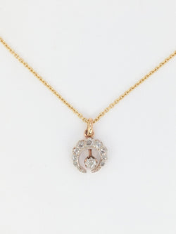 Pendentif ancien lune en or, argent et diamants - Fin du XIXème siècle - Castafiore
