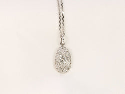 Pendentif ancien ovoide en or blanc et diamants taille ancienne - Castafiore