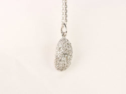 Pendentif ancien ovoide en or blanc et diamants taille ancienne - Castafiore