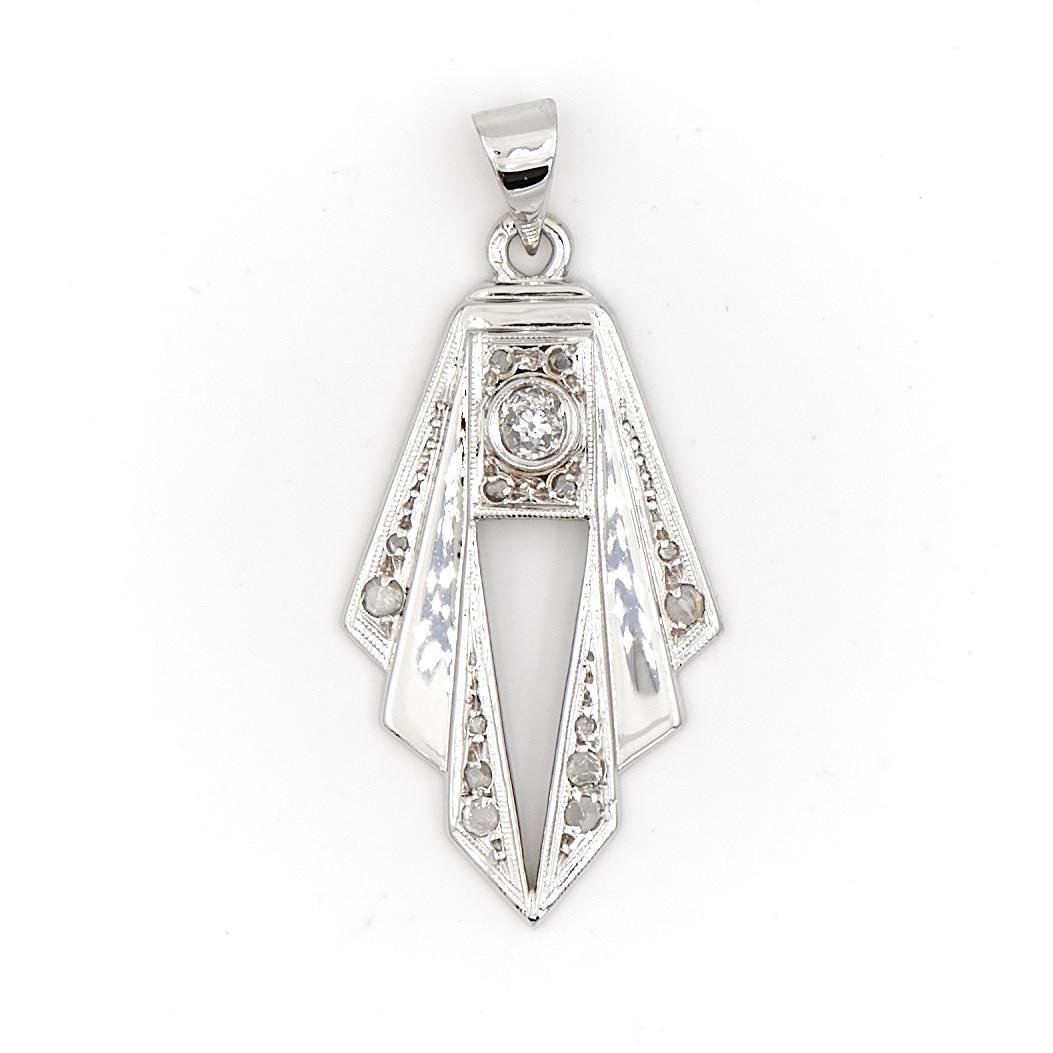 Pendentif Art déco Or blanc Diamant - Castafiore