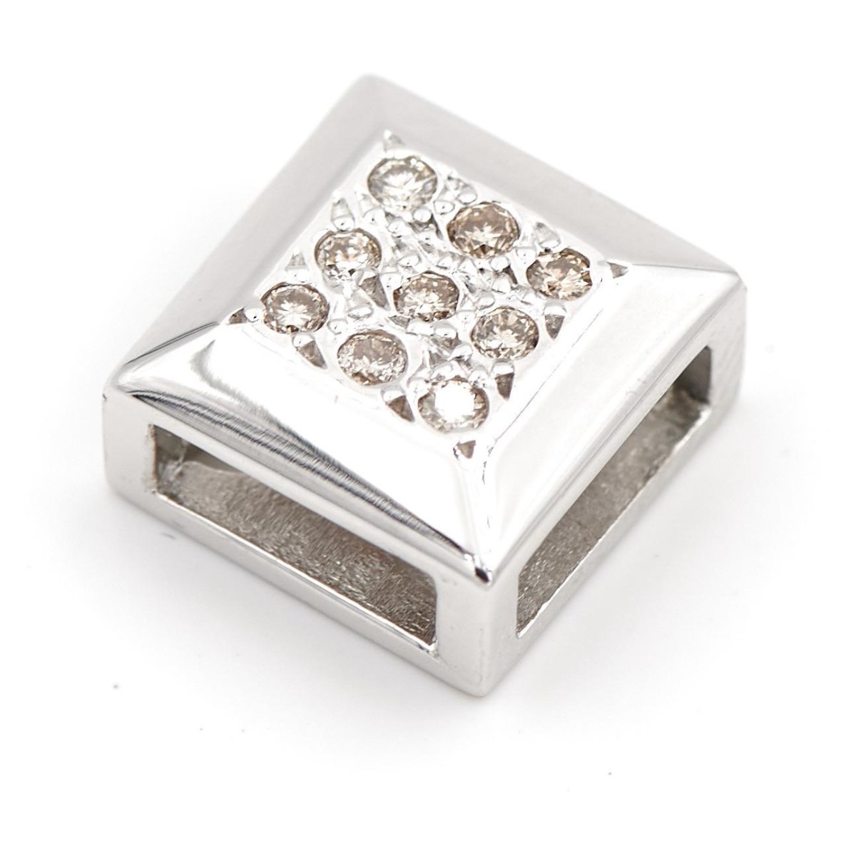 Pendentif carré en or blanc et diamant - Castafiore