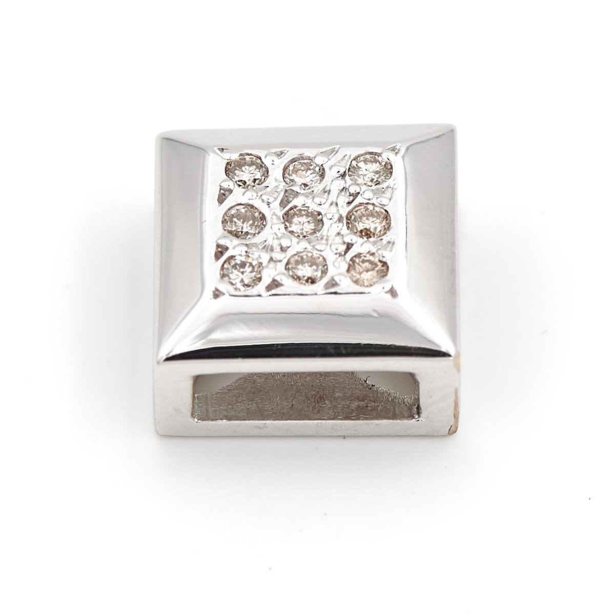 Pendentif carré en or blanc et diamant - Castafiore