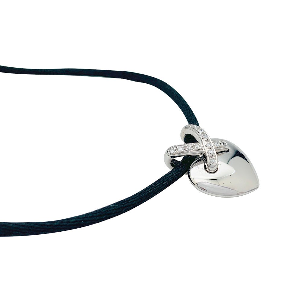 Pendentif CHAUMET cœur collection Liens, or blanc et diamants