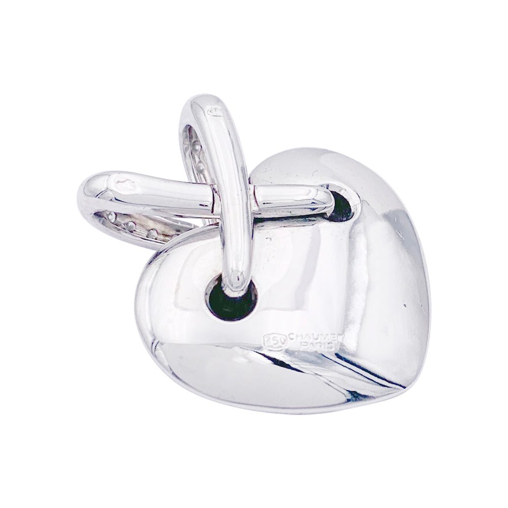 Pendentif coeur Chaumet, collection "Liens", or blanc et diamants. - Castafiore