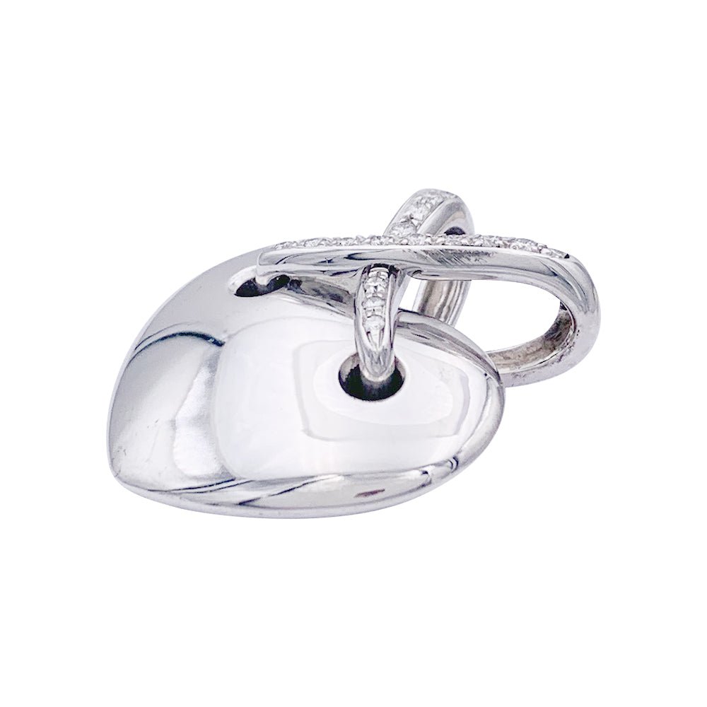 Pendentif coeur Chaumet, collection "Liens", or blanc et diamants. - Castafiore