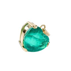Pendentif coeur de haute joaillerie en or jaune 18 carats orné d'un émeraude en forme de coeur de 33.37 carats - Castafiore
