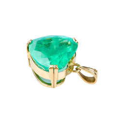 Pendentif coeur de haute joaillerie en or jaune 18 carats orné d'un émeraude en forme de coeur de 33.37 carats - Castafiore