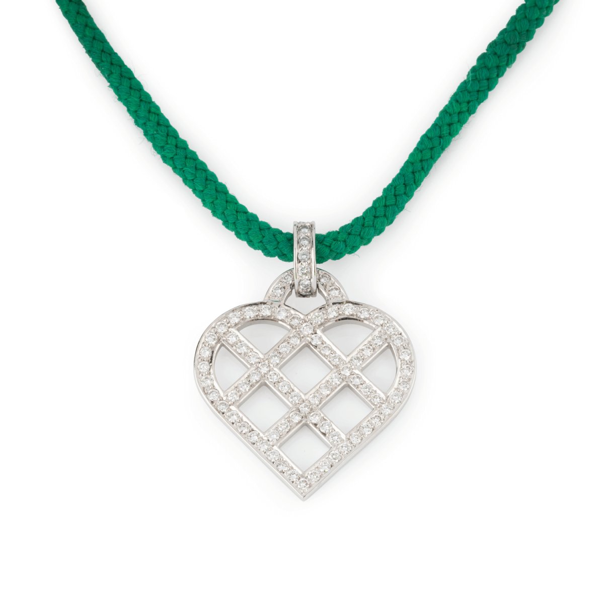 Pendentif coeur en or blanc et diamants O.J. PERRIN - Castafiore