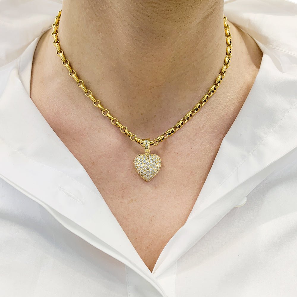 Pendentif Coeur or jaune et diamants - Castafiore