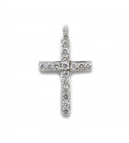 Pendentif croix en platine et diamants - Castafiore