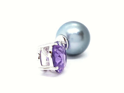Pendentif en or blanc, améthyste et perle de Tahiti - Castafiore