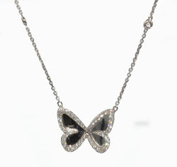 Pendentif en or gris diamants avec pendentif papillon - Castafiore