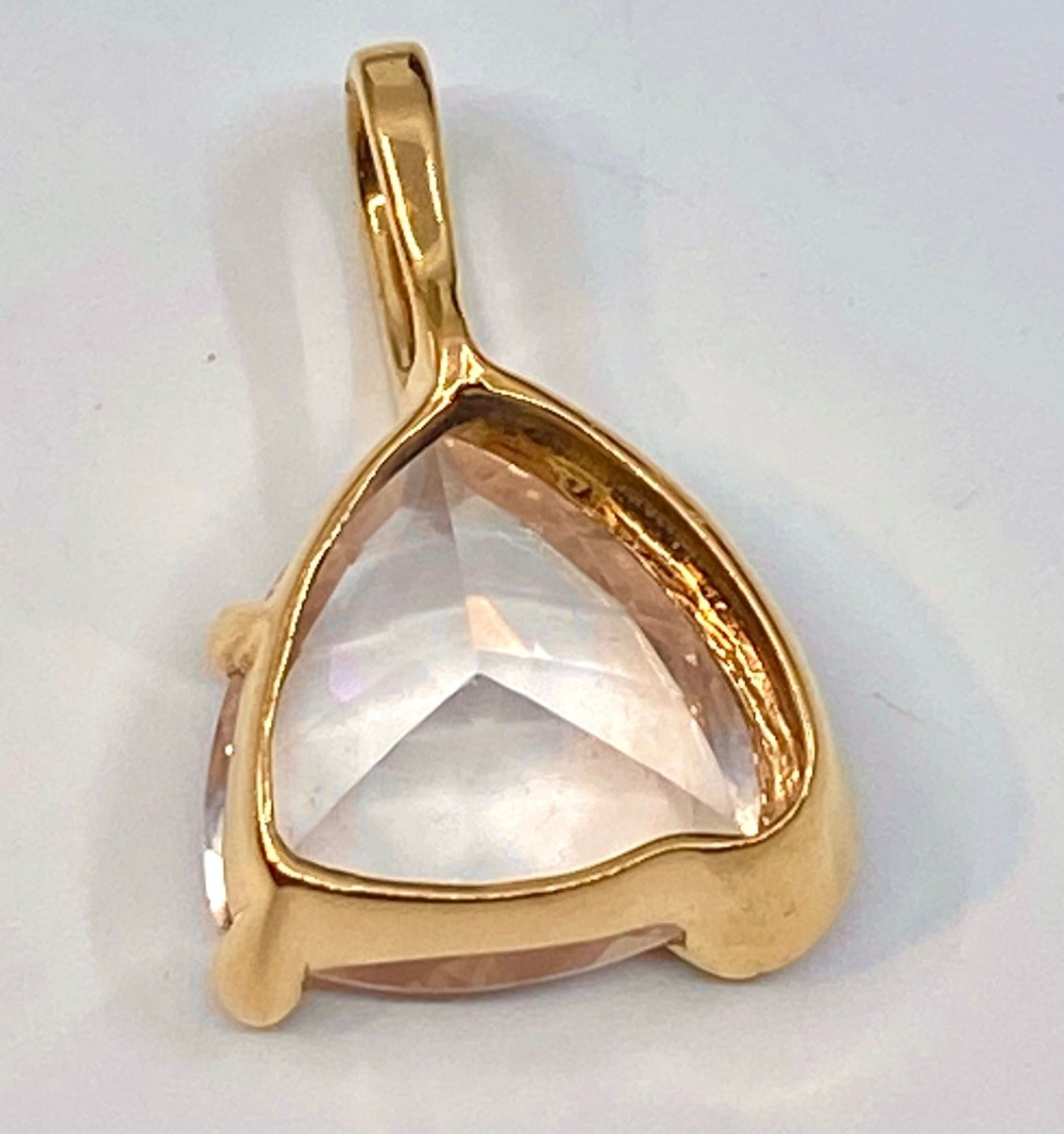 Pendentif en or jaune 18 carats en quartz rose et diamants - Castafiore