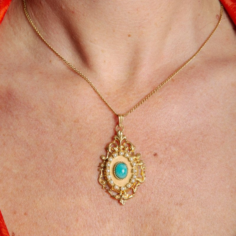 Pendentif en or jaune et turquoise - Castafiore