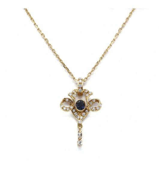 Pendentif en or jaune, saphir et diamants - Castafiore