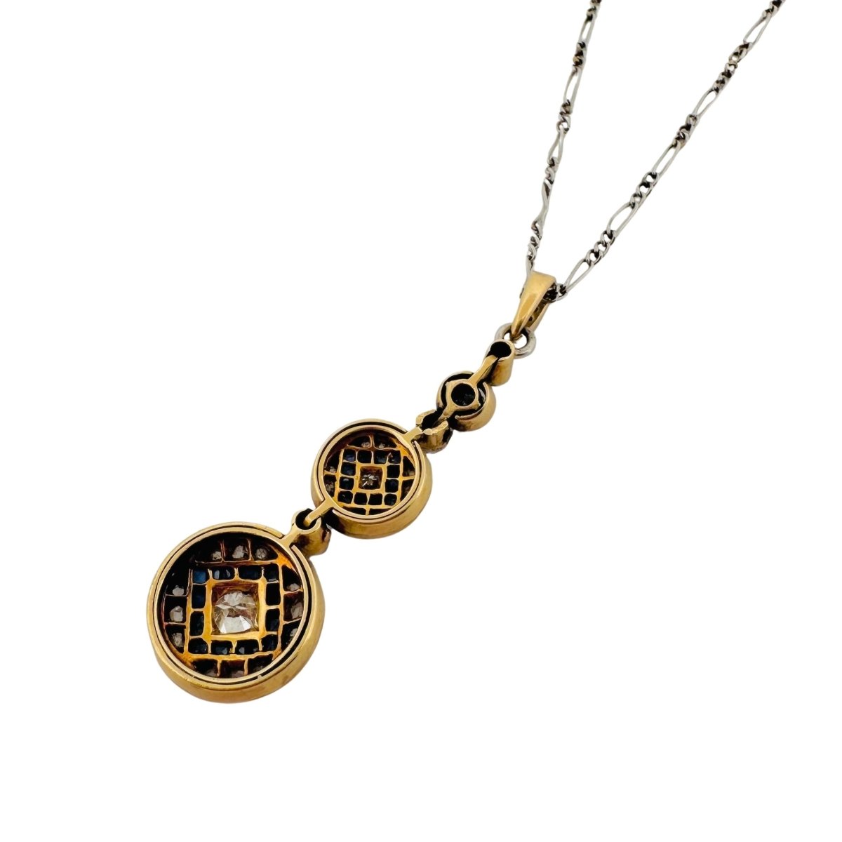 Pendentif en or jaune, saphirs, émail et diamants - Castafiore