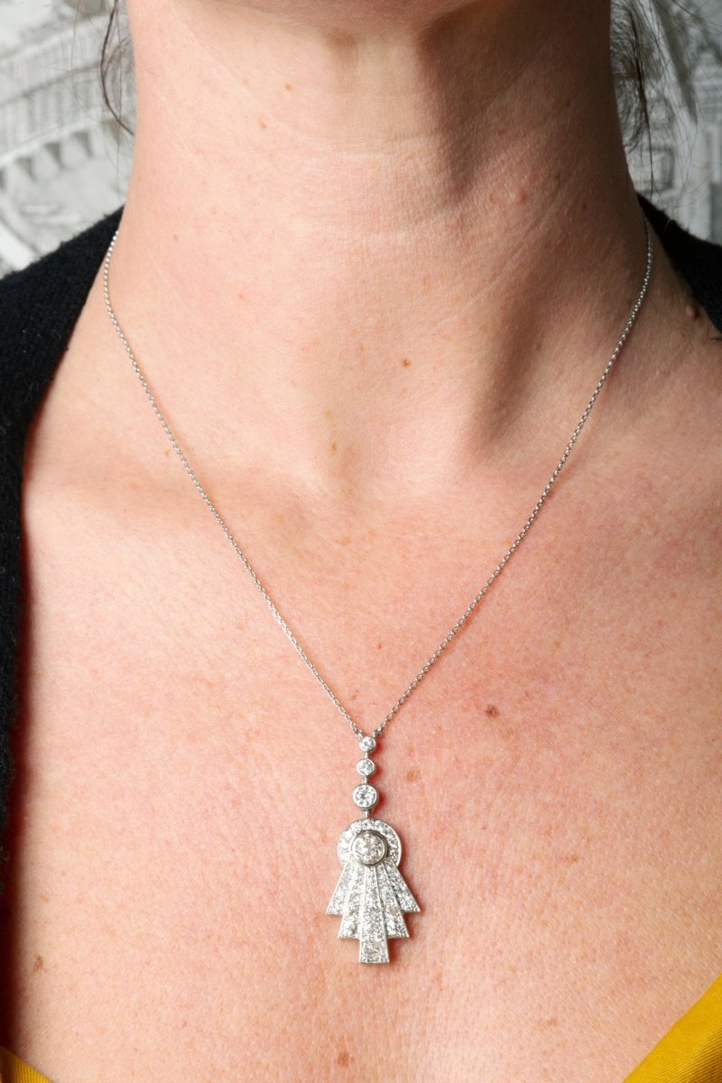 Pendentif en platine et diamants, Art déco - Castafiore