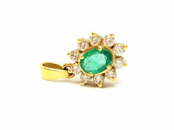 Pendentif fleur en or jaune et émeraude - Castafiore