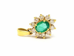 Pendentif fleur en or jaune et émeraude - Castafiore