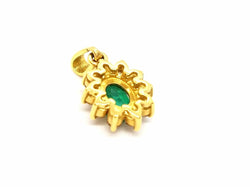 Pendentif fleur en or jaune et émeraude - Castafiore