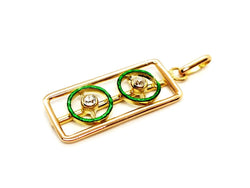 Pendentif géométrique vert en or jaune et diamant - Castafiore