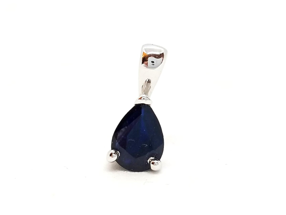 Pendentif goutte en or blanc et saphir - Castafiore
