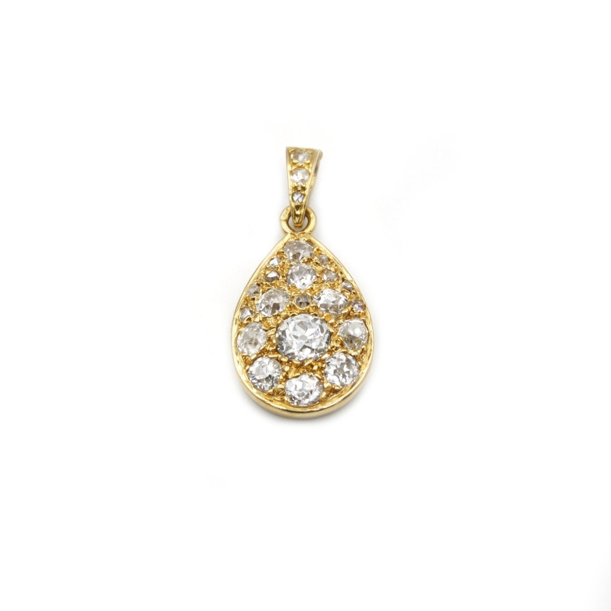 Pendentif goutte en or jaune et diamants - Castafiore