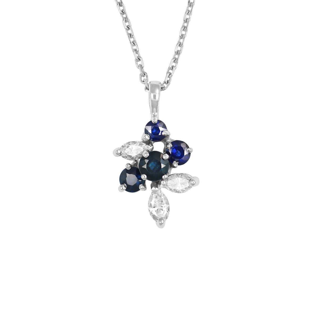 Pendentif Or Gris, Saphirs et Diamants - Castafiore