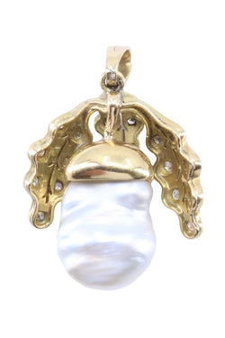 Pendentif perle baroque en or jaune et diamants - Castafiore