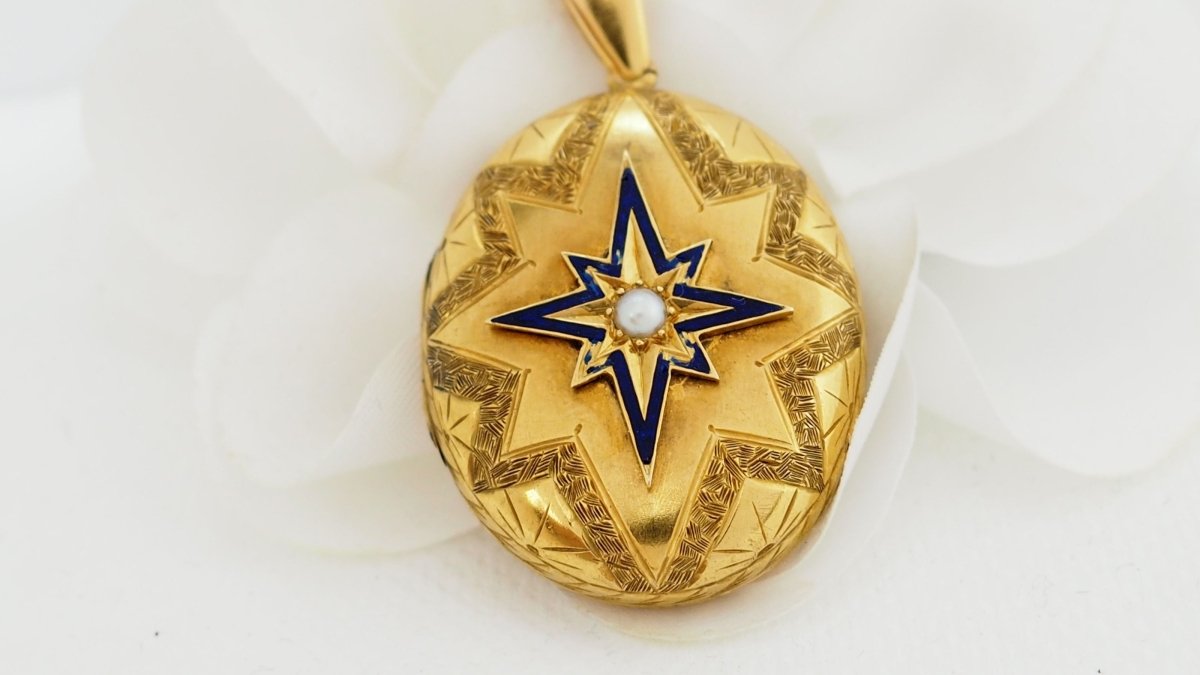 Pendentif Porte Photo Email et Perle - Castafiore