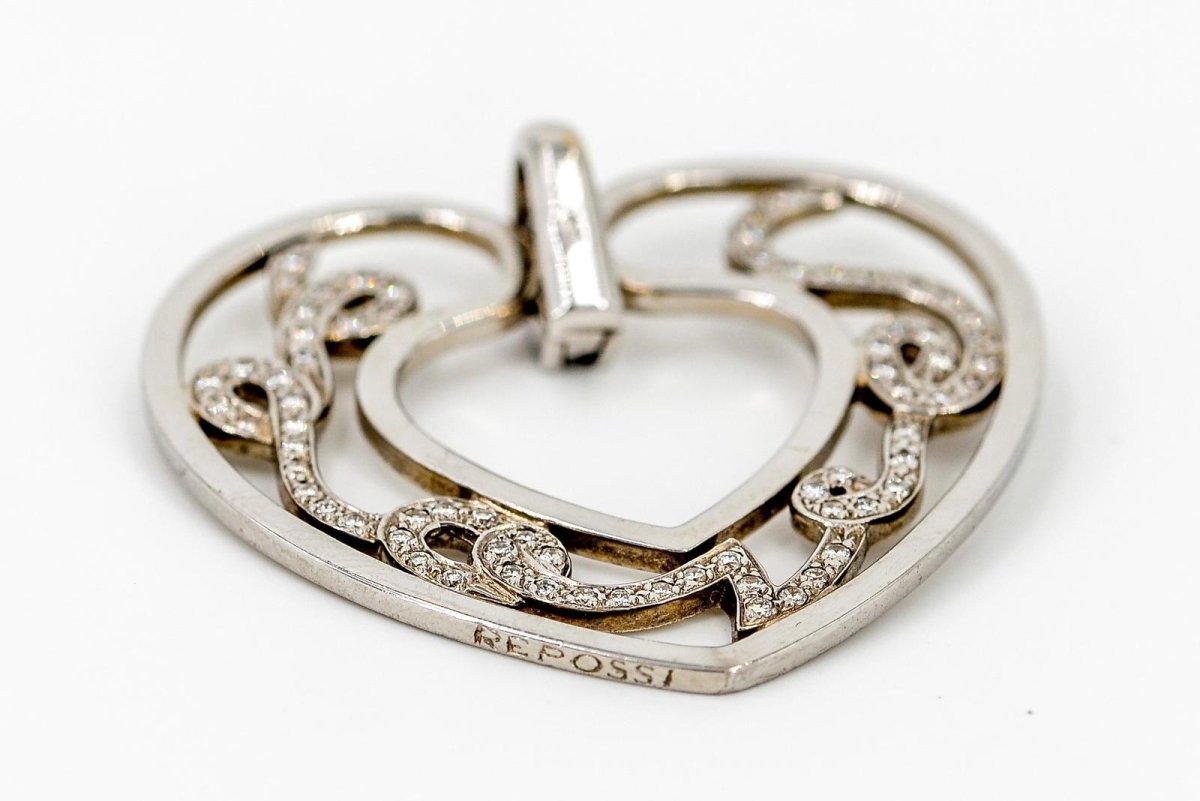 Pendentif REPOSSI "Love" en or blanc et diamants - Castafiore